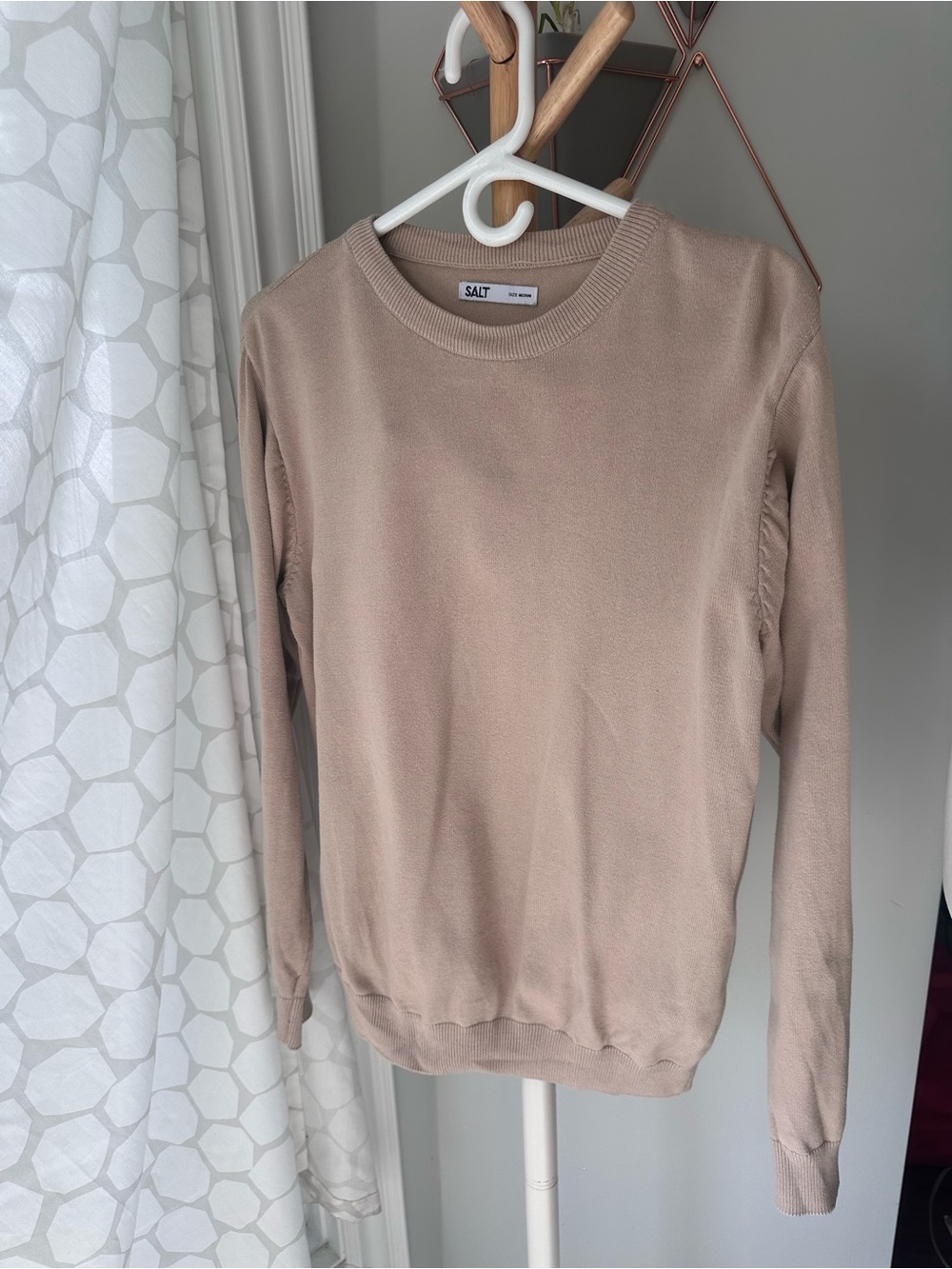 SALT Men’s 100% Cotton Crewneck Sweater in Beige/Tan Size Medium